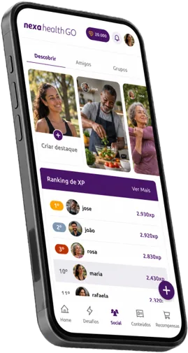 Tela da rede social do Nexa Health GO em um celular